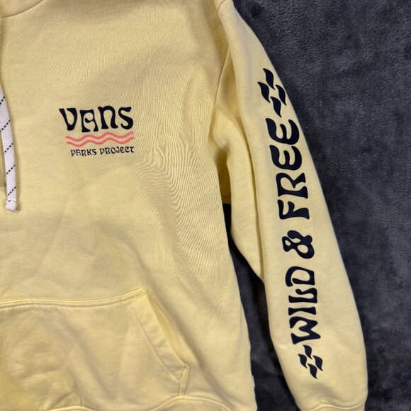VANS Park Project Yellow Hoodie Sweatshirt Drawstring Pockets Logo Size Small - Picture 4 of 9